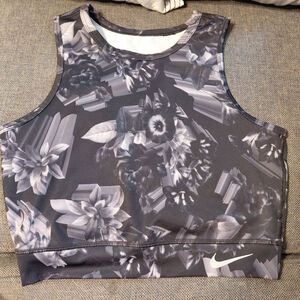 Women's Nike Black Grey Floral Dri-FIT Sports Bra S